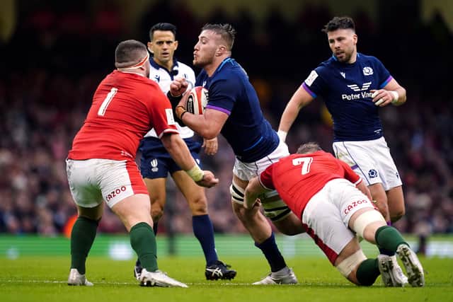 Matt Fagerson, centre, suffered a foot injury in the Guinness Six Nations defeat by Wales. Picture: David Davies/PA