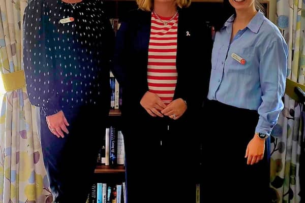 Joanne Cunningham, Home Manager at HC-One Scotland’s Redmill Care Home with MP for Bathgate and Linlithgow, Kirsteen Sullivan and Carina Campos, Deputy Manager at HC-One Scotland’s Redmill Care Home