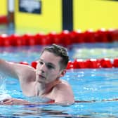 SMETHWICK, ENGLAND - JULY 30: Duncan Scott of Team Scotland celebrates winning gold in the Men's 200m Freestyle Final on day two of the Birmingham 2022 Commonwealth Games at Sandwell Aquatics Centre on July 30, 2022 on the Smethwick, England. (Photo by Quinn Rooney/Getty Images)