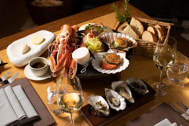 A Seafood Platter with whole crab, langoustines, oysters and seared scallop in Links House's Mara restaurant.