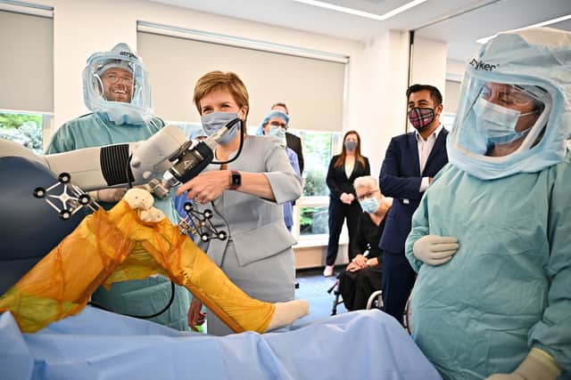 First Minister of Scotland Nicola Sturgeon and health secretary Humza Yousaf visited the Golden Jubilee National Hospital in Clydebank, near Glasgow together last week. Picture: PA