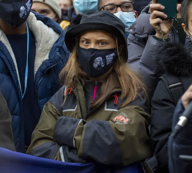 Greta Thunberg attends a Youth Climate Activist Rally this afternoon in Festival Park, Glasgow. Picture: Lisa Ferguson
LEADERS OF AROUND THE WORLD GATHER AT COP26 IN GLASGOW TO DISCUSS CLIMATE CHANGE
