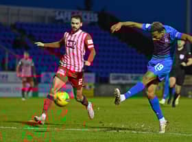 Inverness striker Manny Duku takes a shot during the 1-1 draw with Raith. (Photo by Rob Casey / SNS Group)