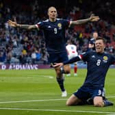 Callum McGregor celebrates his equaliser for Scotland during their 3-1 defeat against Croatia at Hampden in June. It was the Scots' only goal of the Euro 2020 finals.(Photo by Alan Harvey / SNS Group)