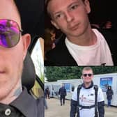 The three victims of the fatal crash last July: Connor Page, 21, left; Reece Williams, 23, top right; and Lewis Sodden, 24, bottom right. Pics: Contributed
