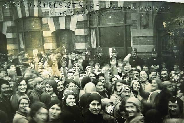 Fisher women strike at Great Yarmouth, 1936. PIC: Macdonald family collection.