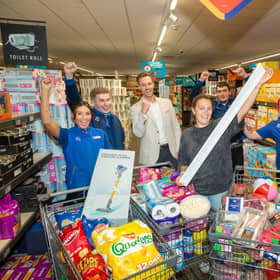 Gillian Currie raised a record total of £1,119.39 for CHAS as part of Aldi Scotland's Supermarket Sweep.