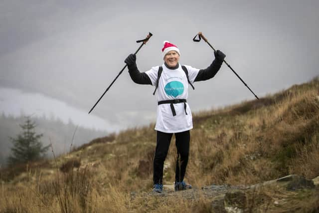 Angus Whyte, 81, from Dunblane, climbs Ben Ledi, near Callander, for the 13th time since October in order to reach the total distance of the world's highest peak, Mount Everest, to raise money for the Strathcarron Hospice picture: Jane Barlow/PA