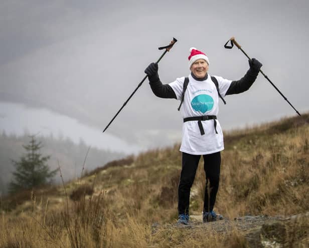 Angus Whyte, 81, from Dunblane, climbs Ben Ledi, near Callander, for the 13th time since October in order to reach the total distance of the world's highest peak, Mount Everest, to raise money for the Strathcarron Hospice picture: Jane Barlow/PA