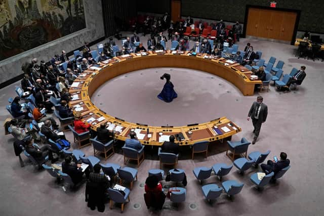 Ukrainian Permanent Representative to the United Nations Sergiy Kyslytsya walks to his seat during an emergency meeting of the UN Security Council on Ukraine in New York on February 23rd. Photo: TIMOTHY A. CLARY / AFP.