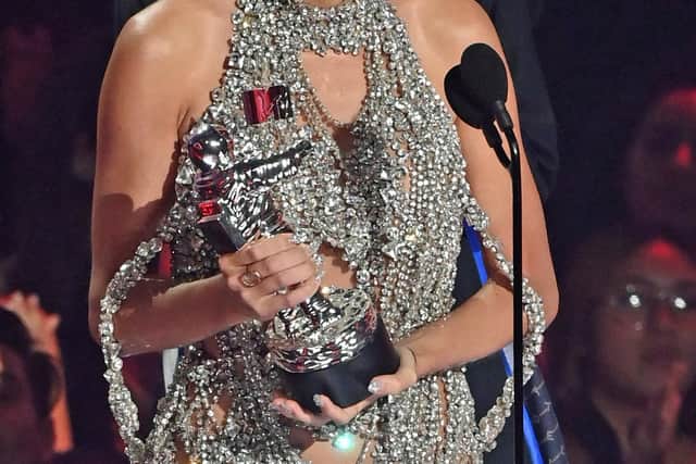 Taylor Swift accepts the award for video of the year for "All Too Well" (10 Minute Version) (Taylor's Version) on stage at the MTV Video Music Awards 2022 held at the Prudential Center in Newark, New Jersey. Picture date: Sunday August 28, 2022.