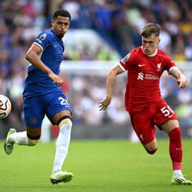 Ben Doak in action for Liverpool against Chelsea in the Premier League on August 13. (Photo by Shaun Botterill/Getty Images)