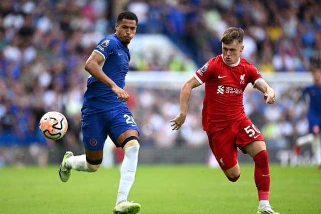 Ben Doak in action for Liverpool against Chelsea in the Premier League on August 13. (Photo by Shaun Botterill/Getty Images)