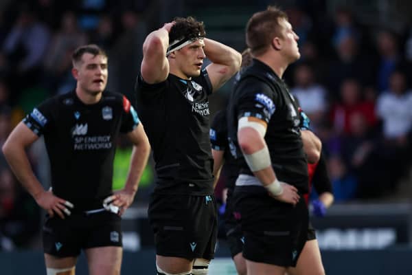 Glasgow's Rory Darge is dejected during the defeat to Munster at Scotstoun Stadium. (Photo by Ross MacDonald / SNS Group)