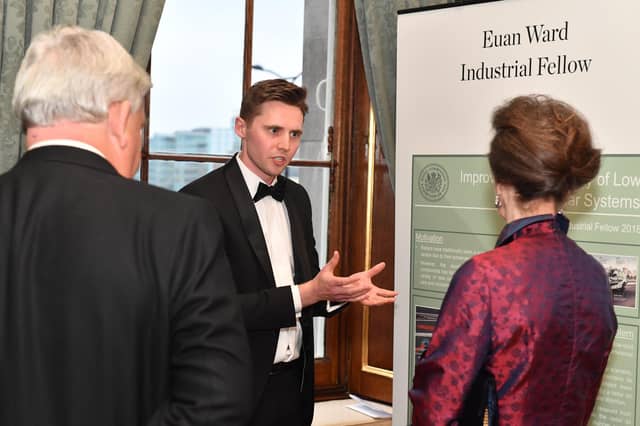 Euan Ward explaining his vital work on autonomous vehicles to the Princess Royal