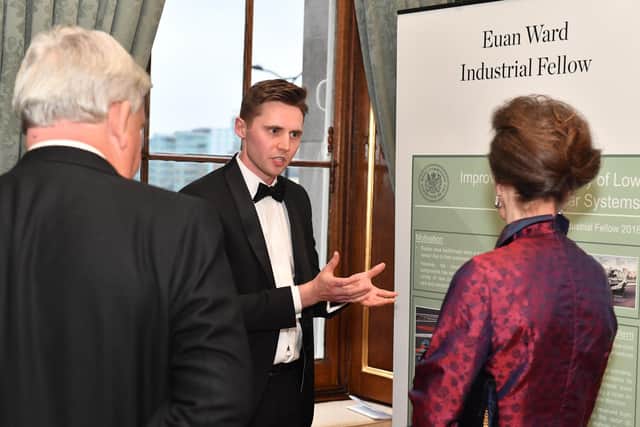 Euan Ward explaining his vital work on autonomous vehicles to the Princess Royal