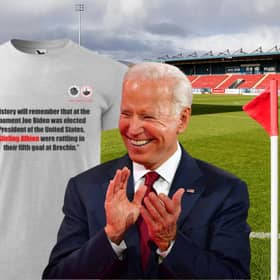Stirling Albion have launched a new commemorative t-shirt celebrating Joe Biden's victory in the Presidentia election and their own 5-0 win at Brechin City