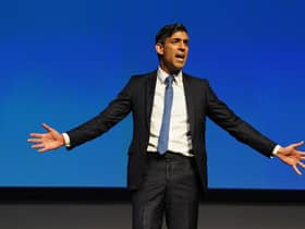 Prime Minister Rishi Sunak speaking on the first day of the Scottish Conservative party conference at the Scottish Event Campus (SEC) in Glasgow. Picture: Andrew Milligan/PA Wire