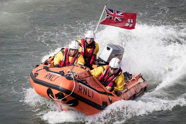 Aberdeen’s inshore lifeboat team launched a rescue mission after hearing reports of a man struggling to make it ashore on his surfboard at about 3.30pm today.