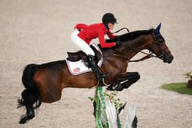 Jessica Springsteen of the US aboard Don Juan Van De Donkhoeve during the Olympic Jumping Team Final at the Equestrian Park. Picture: Mike Egerton/PA Wire