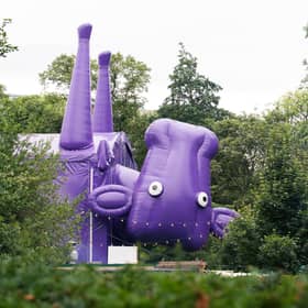 Underbelly's big purple cow venue. Always upside down.
