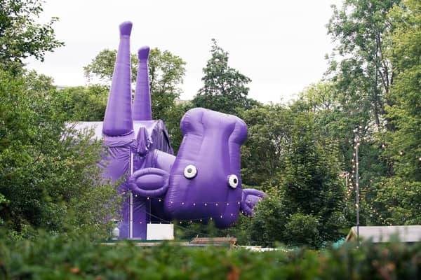 Underbelly's big purple cow venue. Always upside down.