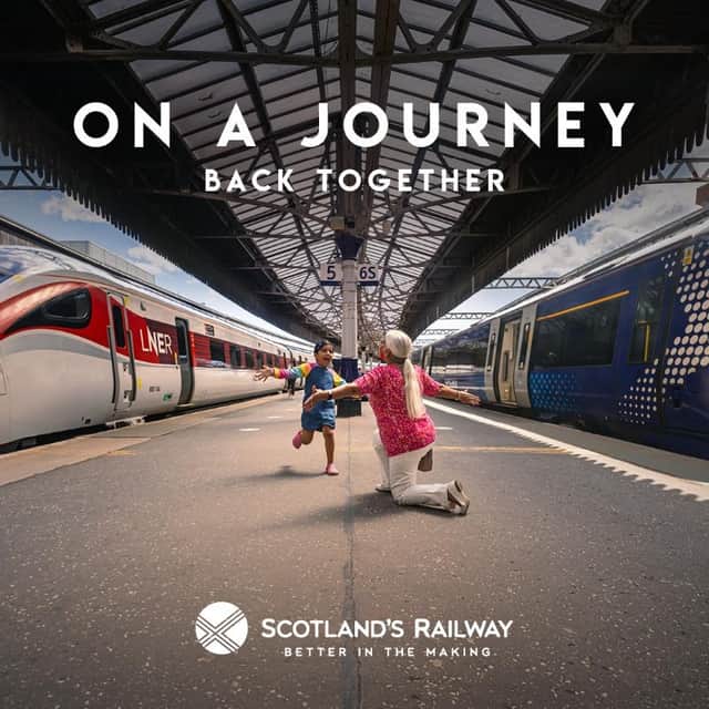 LNER, left, and ScotRail, right, are both part of Scotland's Railway, but have some different policies, such as alcohol on trains