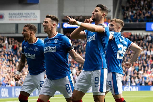 Rangers striker Antonio Colak celebrates making it 1-0 against Dundee United in the Ibrox side's 2-0 win (Photo by Alan Harvey / SNS Group)