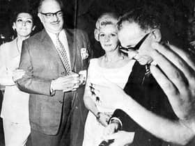 Cathy Spence, Dr Arnold Cowan, Mr and Mrs Shields and Jack McLaughlin at the final "Clan Ball" for Radio Scotland, 1967.