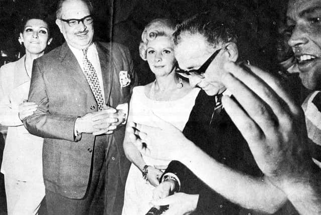 Cathy Spence, Dr Arnold Cowan, Mr and Mrs Shields and Jack McLaughlin at the final "Clan Ball" for Radio Scotland, 1967.