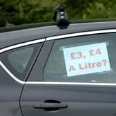 Fuel protest signage on a car, as prices soar across Scotland. Picture Cameron Smith/Getty Images