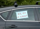 Fuel protest signage on a car, as prices soar across Scotland. Picture Cameron Smith/Getty Images