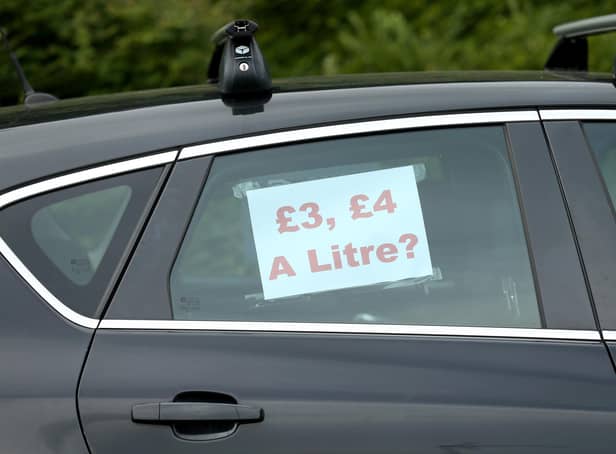 Fuel protest signage on a car, as prices soar across Scotland. Picture Cameron Smith/Getty Images