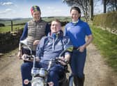 Alice Gully and Kate Mactaggart with Doddie Weir. Pic: Bill McBurnie Photography