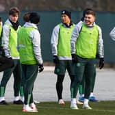 James Forrest during a Celtic training session at Lennoxtown.