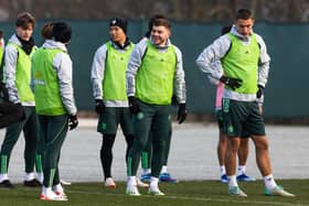 James Forrest during a Celtic training session at Lennoxtown.