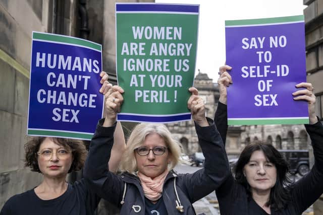 Members of the Scottish Feminist Network outside the Court of Session in Edinburgh. Picture: PA