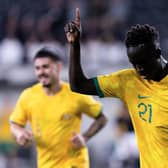 Hearts' Garang Kuol scored his first goal for Australia last week against Ecuador.