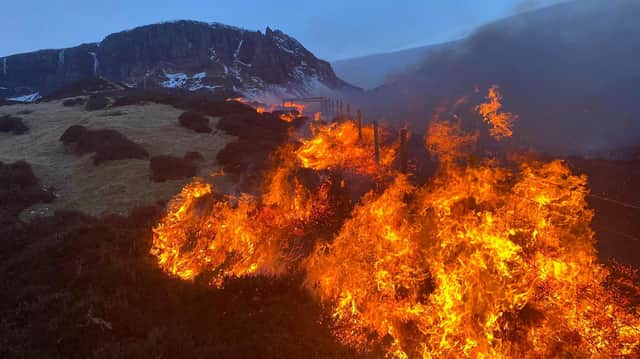 Dramatic pictures shows wildfire at Quiraing mountain on the Isle of Skye 13 February picture: Scott J MacLucas-Paton