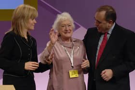 The late SNP MP, MEP and MSP Winnie Ewing with the party's first and second First Ministers Alex Salmond and Nicola Sturgeon in 2005 (Picture: Ian Rutherford)
