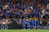 Rangers supporters celebrate after Joe Aribo had opened the scoring in the Europa League final against Eintracht Frankfurt in Seville. (Photo by Maja Hitij/Getty Images)