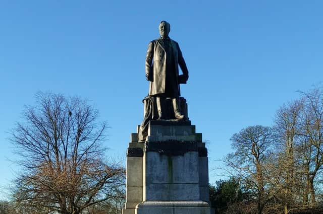 A statue of famous Dunfermline son Andrew Carnegie, located in the city's Pittencrieff Park, known locally as The Glen. Picture: Scott Reid