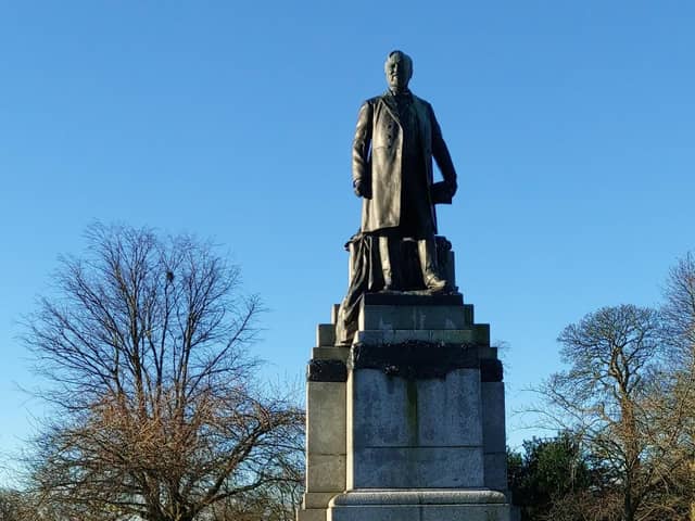 A statue of famous Dunfermline son Andrew Carnegie, located in the city's Pittencrieff Park, known locally as The Glen. Picture: Scott Reid