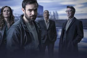 Clare Dunne, Charlie Cox, Ciarán Hinds and Aidan Gillen in Kin. Picture: BBC/Headline Pictures