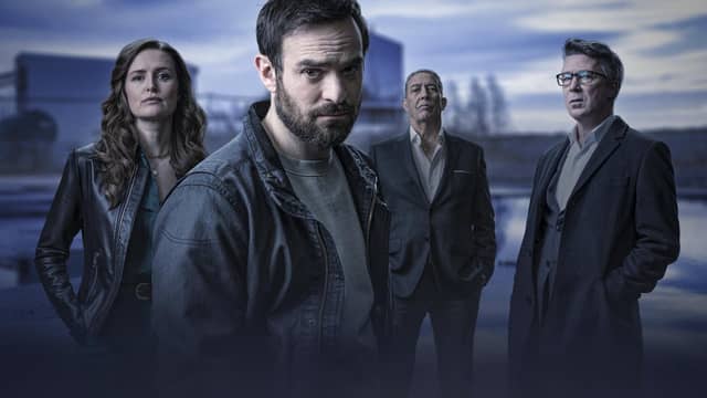Clare Dunne, Charlie Cox, Ciarán Hinds and Aidan Gillen in Kin. Picture: BBC/Headline Pictures