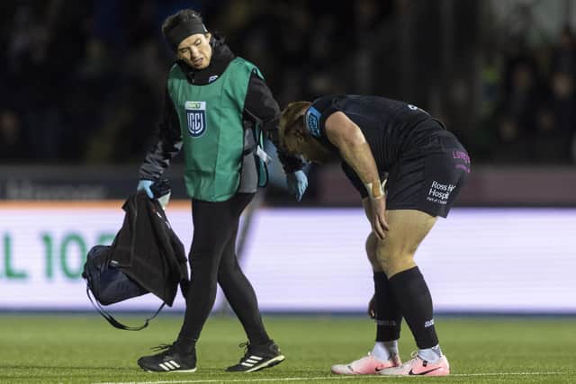 Kyle Steyn injured his shin during the second half of Glasgow Warriors' victory over Benetton. (Photo by Ross MacDonald / SNS Group)