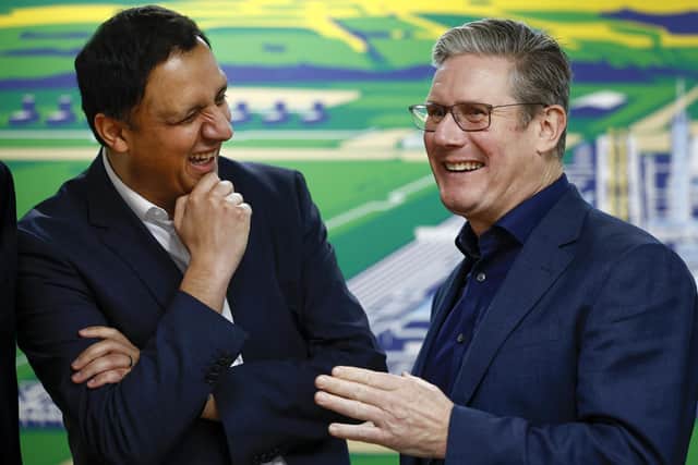 Labour leader Sir Keir Starmer and Scottish Labour leader Anas Sarwar are all smiles during a tour of St Fergus Gas Terminal in Peterhead. Picture: Jeff J Mitchell/Getty Images