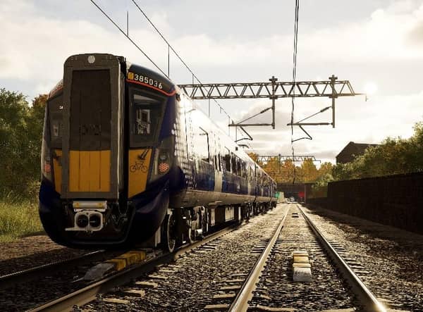 ScotRail’s Class 385 Hitachi electric train is the breakout star of a new train simulator game, Train Sim World 3: ScotRail Express: Edinburgh – Glasgow.