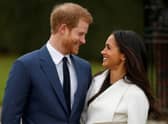 Happier times: Harry and Meghan before they gave up their royal duties and moved to the US.