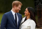 Happier times: Harry and Meghan before they gave up their royal duties and moved to the US.